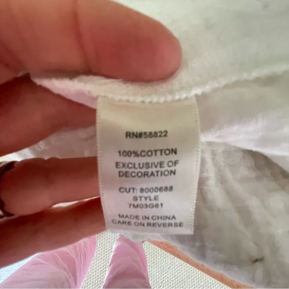 Max Studio London White Embroidered Cotton Swim Coverup Medium